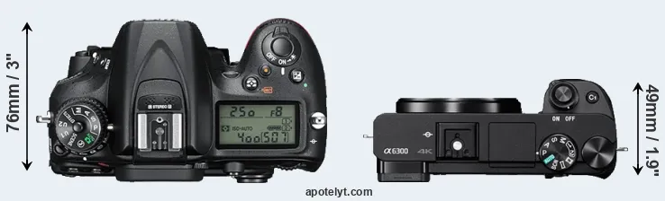 Compare D7200 versus A6300 top