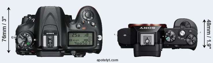 Compare D7200 versus A7 top