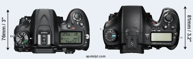Compare D7200 versus A77 top