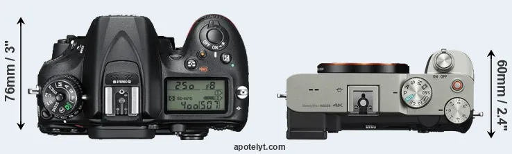 Compare D7200 versus A7C top