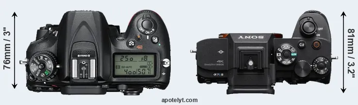 Compare D7200 versus A7S III top