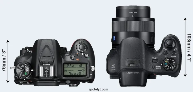 Compare D7200 versus HX350 top