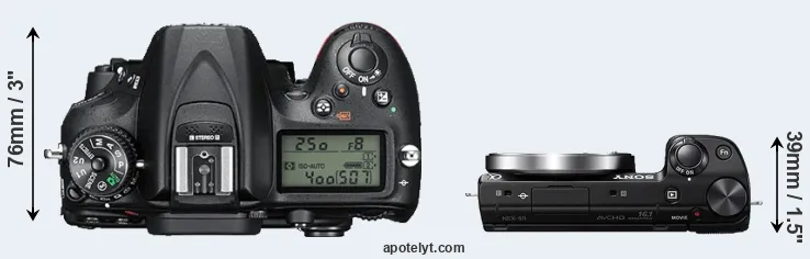 Compare D7200 versus NEX-5R top