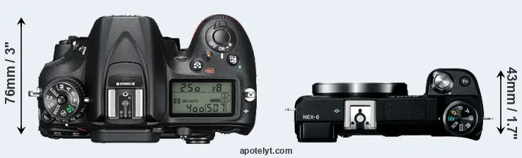 Compare D7200 versus NEX-6 top