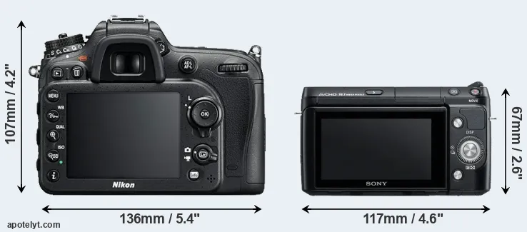 Comparison D7200 or NEX-F3 rear
