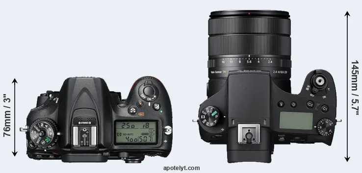 Compare D7200 versus RX10 IV top
