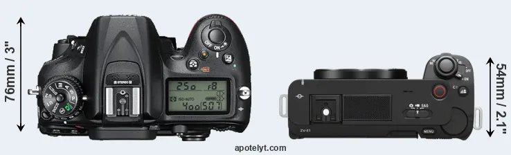 Compare D7200 versus ZV-E1 top