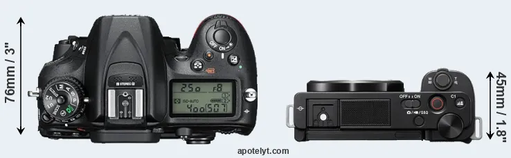 Compare D7200 versus ZV-E10 top