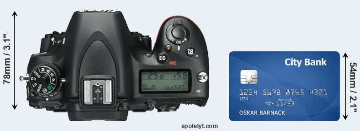 D750 versus credit card top view