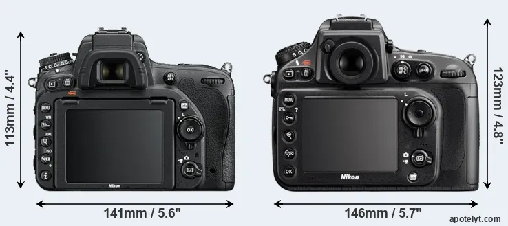 Comparison D750 or D800 rear