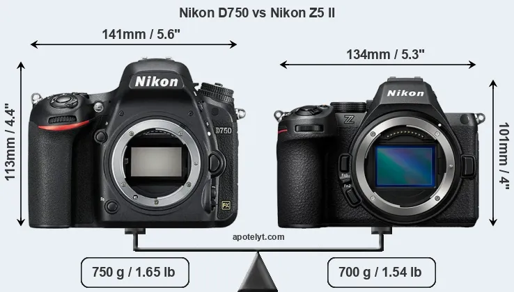 Size Nikon D750 vs Nikon Z5 II