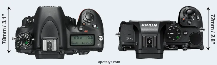 Compare D750 versus Z5 II top