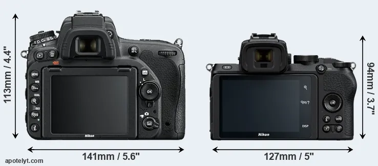 Comparison D750 or Z50 rear