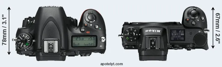 Compare D750 versus Z6 top