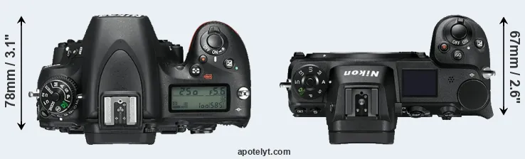 Compare D750 versus Z7 top