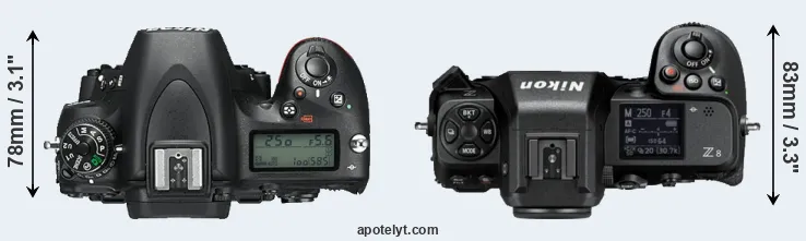 Compare D750 versus Z8 top