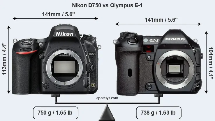Size Nikon D750 vs Olympus E-1