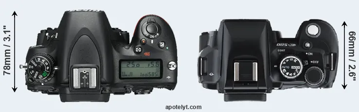 Compare D750 versus E-500 top