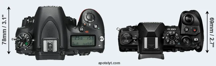 Compare D750 versus E-M1 III top