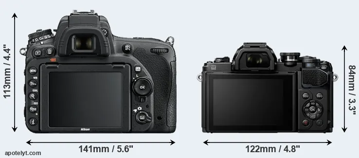 Comparison D750 or E-M10 III rear