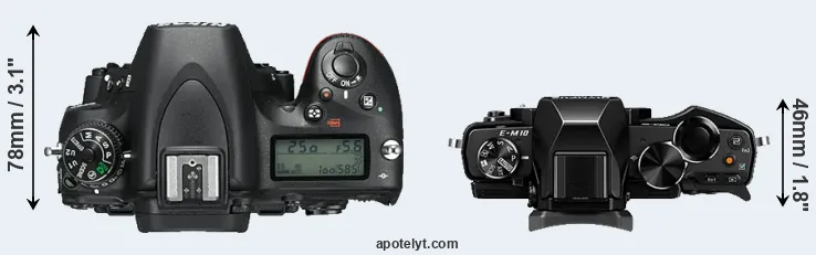 Compare D750 versus E-M10 top