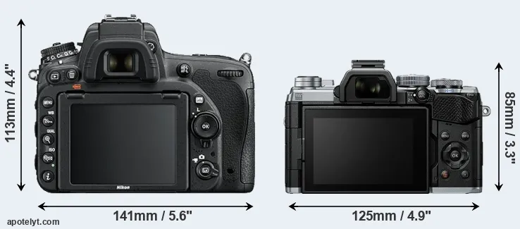 Comparison D750 or E-M5 III rear