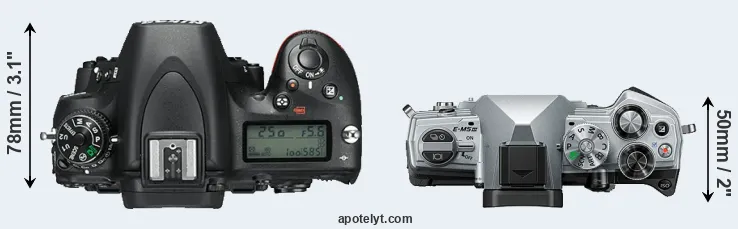 Compare D750 versus E-M5 III top