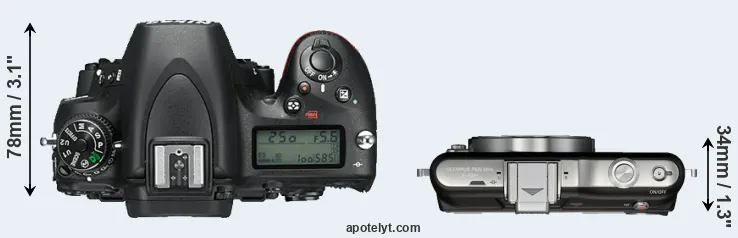 Compare D750 versus E-PM1 top