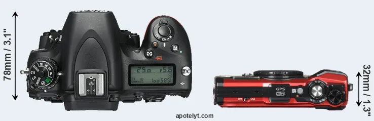 Compare D750 versus TG-5 top