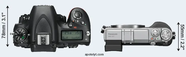 Compare D750 versus GX7 top
