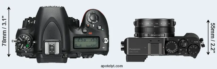 Compare D750 versus LX100 top