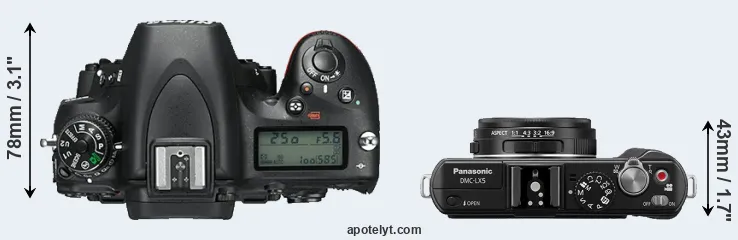 Compare D750 versus LX5 top