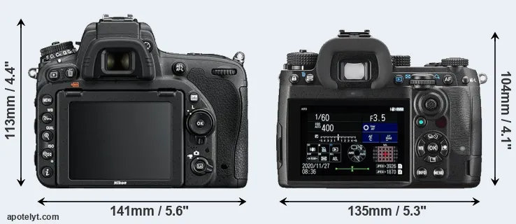 Comparison D750 or K-3 III rear