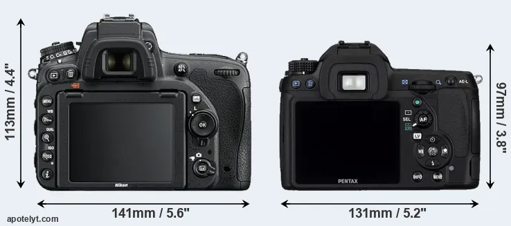 Comparison D750 or K-5 rear