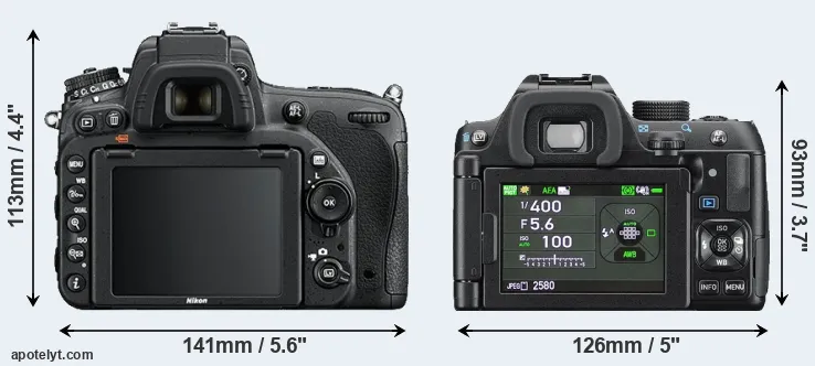 Comparison D750 or K-70 rear