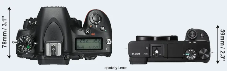 Compare D750 versus A6100 top