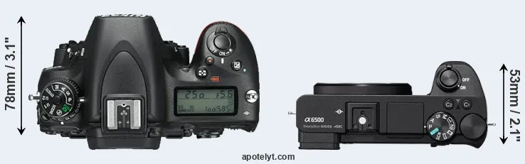 Compare D750 versus A6500 top