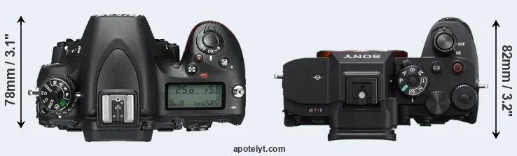 Compare D750 versus A7R V top