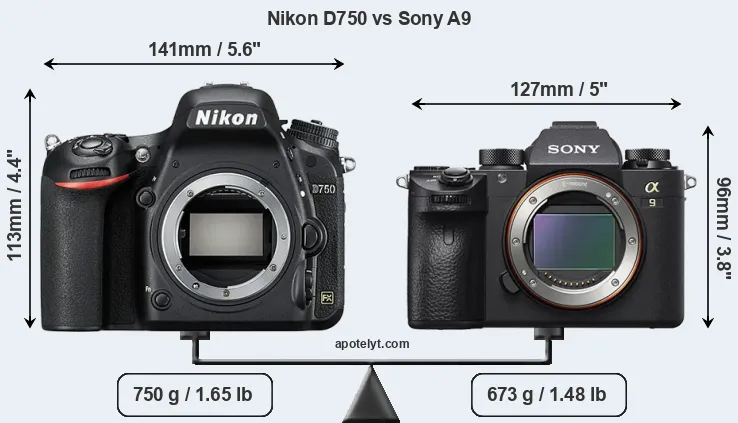 Size Nikon D750 vs Sony A9