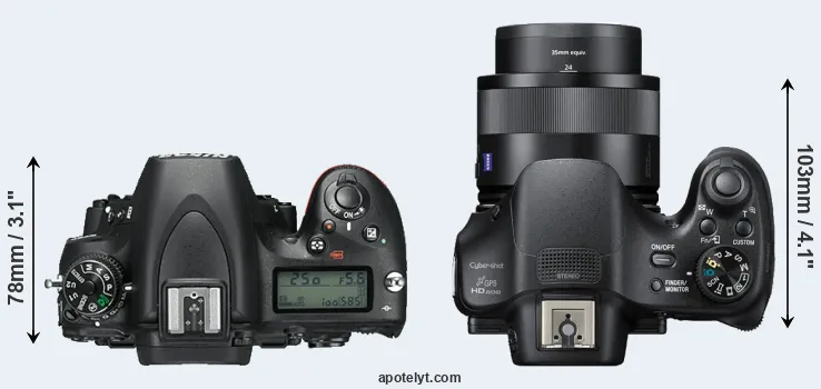 Compare D750 versus HX400V top