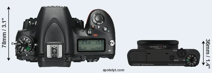 Compare D750 versus RX100 top