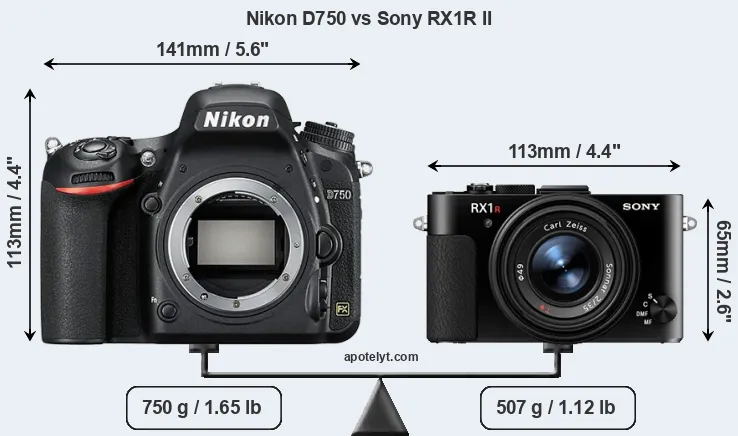 Size Nikon D750 vs Sony RX1R II