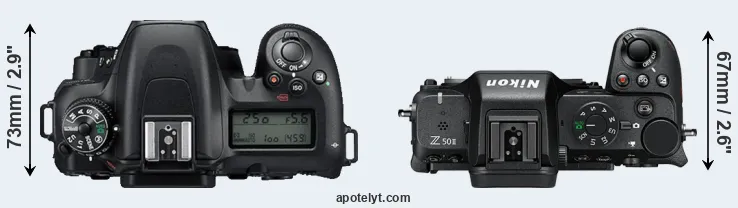 Compare D7500 versus Z50 II top
