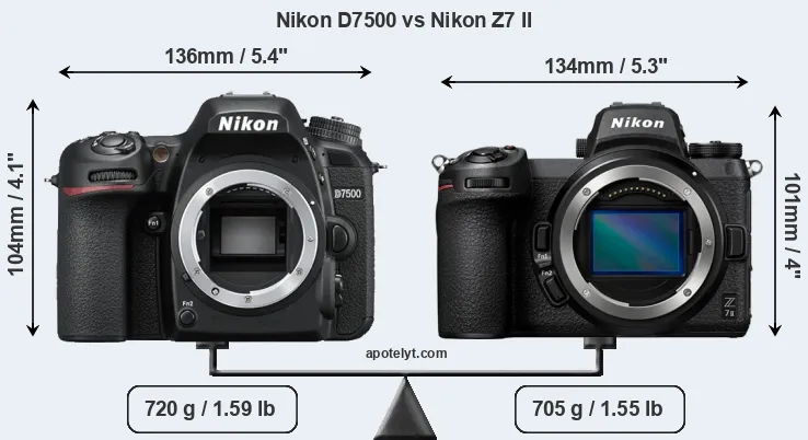 Size Nikon D7500 vs Nikon Z7 II