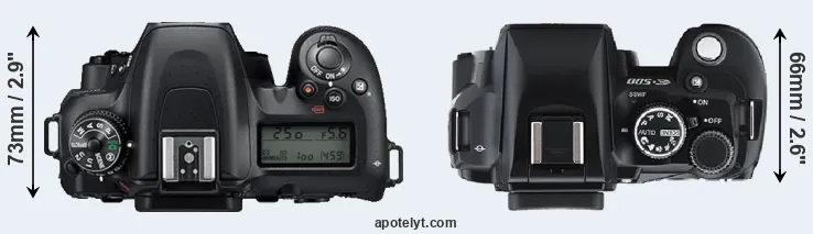 Compare D7500 versus E-500 top