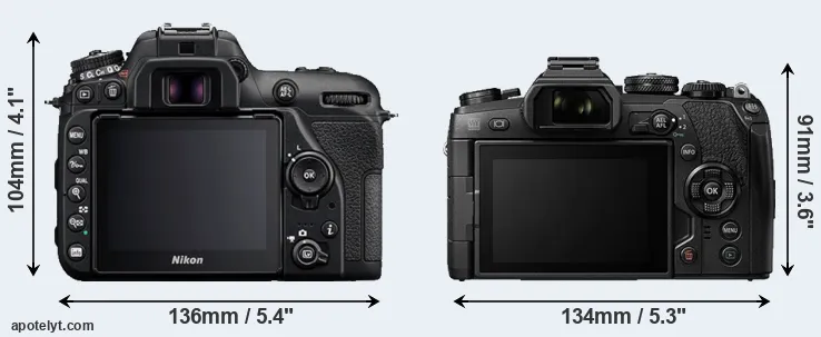 Comparison D7500 or E-M1 II rear