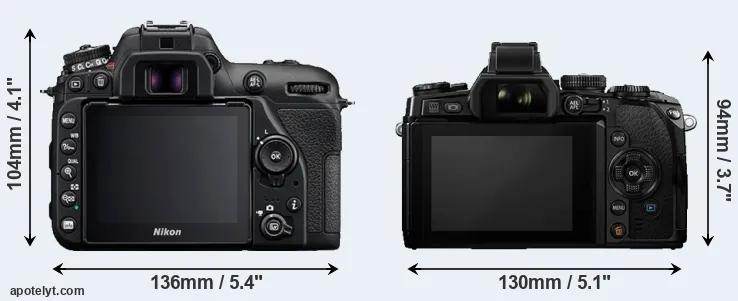Comparison D7500 or E-M1 rear
