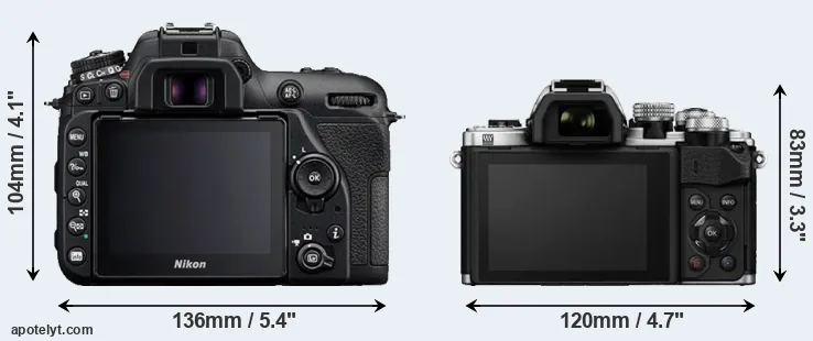 Comparison D7500 or E-M10 II rear