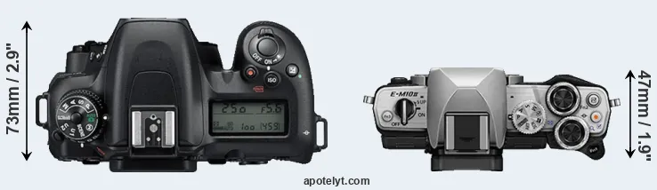 Compare D7500 versus E-M10 II top