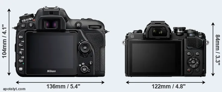 Comparison D7500 or E-M10 III rear
